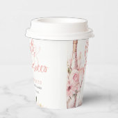 バラ色のボヘミアンピンクの花とプロセッコの花 紙コップ (右)