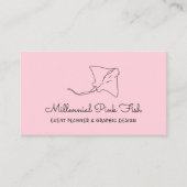 バラ色のマンタの魚のロゴ 名刺 (正面)