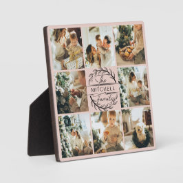 バラ色のモダンなカスタムファミリー写真コラージュ フォトプラーク