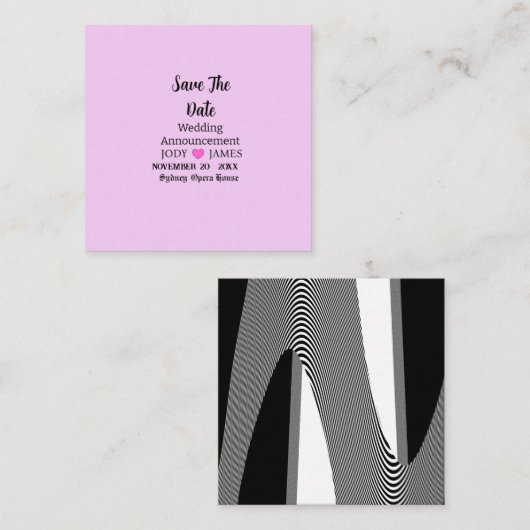 バラ色のモダンなタイポグラフィーの結婚発表 エンクロージャーカード (正面/裏面)