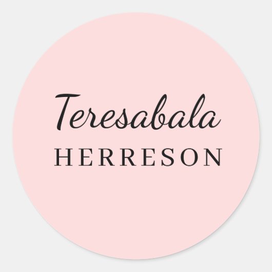 バラ色のモダンなミニマルモノグラムデザイン ラウンドシール (正面)