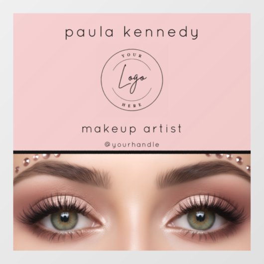 バラ色のモダンなロゴ写真メイクアップビジネス ウィンドウサイン (シート)