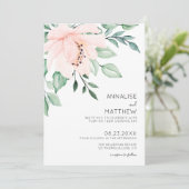 バラ色のモダンな水彩花のウェディング 招待状 (スタンド正面)