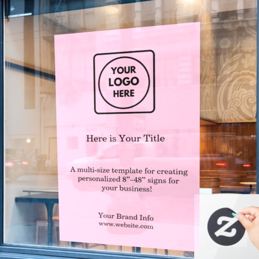 バラ色のロゴ | フェミニンなプロフェッショナルブランディング ウィンドウサイン (カフェ窓)