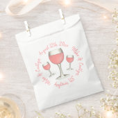 バラ色のロゼ ワイン ブライダルシャワー フェイバーバッグ (クリップ留めされた状態)