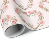 バラ色のロマンチックな赤いバラの花のハートのウェディング ラッピングペーパー (ロールコーナー)