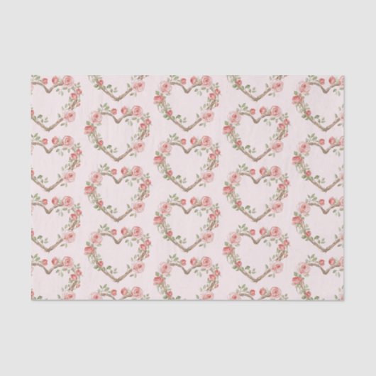 バラ色のロマンチックな赤いバラの花のハートのウェディング 薄葉紙 (正面)