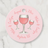 バラ色のローズ オールデイ ロゼ ワイン ブライダルシャワー フェイバータグ (正面)