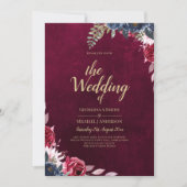 バラ色のワインレッドの花嫁コレクション 招待状 (正面)