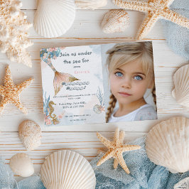 バラ色の人魚の尾の誕生日 招待状