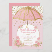 バラ色の傘　四月の雨が五月の花を育てる 招待状 (正面/裏面)