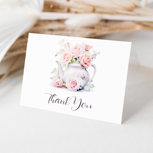 バラ色の優雅なブライダルシャワー サンキューカード