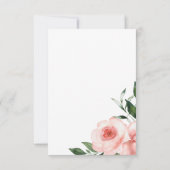 バラ色の優雅な花を添えたウエディングシャワーパーティー サンキューカード (裏面)