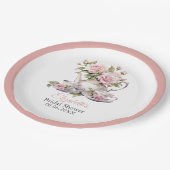 バラ色の優雅な ブライダルシャワー ティーブランシュ ペーパープレート (アングル)