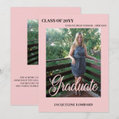 バラ色の写真台本 卒業発表 招待状 (正面/裏面)