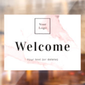 バラ色の大理石の背景に企業ロゴでお客様をお迎えします ウィンドウサイン (シート2)