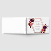 バラ色の幾何学的なバーガンディーの花の ブライダルシャワー ゲストブック (全面)