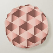 バラ色の幾何学:淡い色の抽象芸術モチーフ。 ラウンドクッション (裏面)