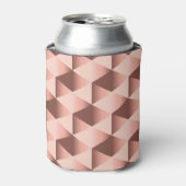 バラ色の幾何学:淡い色の抽象芸術モチーフ。 缶クーラー (缶正面)