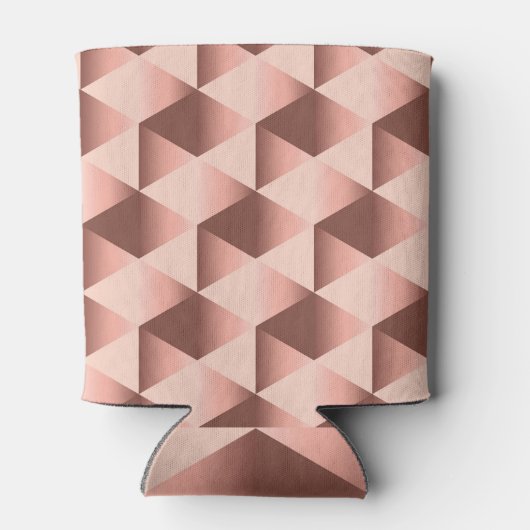 バラ色の幾何学:淡い色の抽象芸術モチーフ。 缶クーラー (裏面)