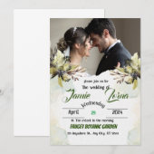 バラ色の庭のロマンス: エレガントな結婚式の招待状* 招待状 (正面/裏面)