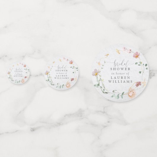 バラ色の庭の花のリース ブライダルシャワー コンフェッティ (正面)