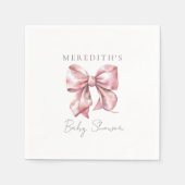 バラ色の弓のベイビーシャワー スタンダードカクテルナプキン (正面)