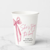 バラ色の弓の花嫁の結婚前のお祝い 紙コップ (裏面)