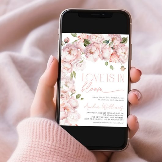 バラ色の恋が咲く　フラワーブライダルシャワー 招待状