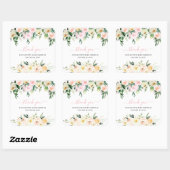 バラ色の春の花模様 | ベビーシャワーのお土産 スクエアシール (シート)