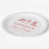 バラ色の最後のロデオカウガール独身パーティー ペーパープレート (アングル)