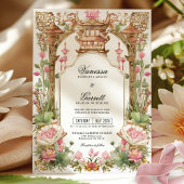 バラ色の東洋の蓮の花のウェディング 招待状