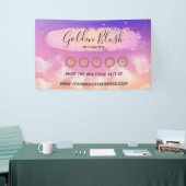 バラ色の水彩とモダンゴールドの幾何学的なシックスタイル 横断幕 (トレードショー)