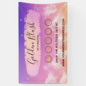 バラ色の水彩とモダンゴールドの幾何学的なシックスタイル 横断幕 (縦)