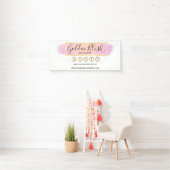 バラ色の水彩とモダンゴールドの幾何学的なシックスタイル 横断幕 (インサイチュ)