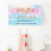 バラ色の水彩とモダンゴールドの幾何学的なシック 横断幕 (インサイチュ)