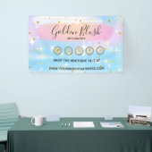 バラ色の水彩とモダンゴールドの幾何学的なシック 横断幕 (トレードショー)