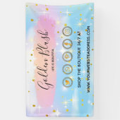 バラ色の水彩とモダンゴールドの幾何学的なシック 横断幕 (縦)