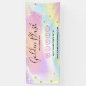 バラ色の水彩とモダンゴールドの幾何学的なシック 横断幕 (縦)