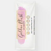 バラ色の水彩とモダンゴールドの幾何学的なデザインがおしゃれ 横断幕 (縦)