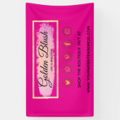 バラ色の水彩とモダンゴールドの幾何学的なデザインがおしゃれ 横断幕 (縦)