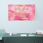 バラ色の水彩とモダンゴールドの幾何学的なデザインがおしゃれ 横断幕 (トレードショー)