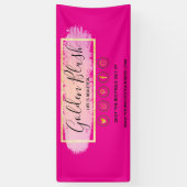 バラ色の水彩とモダンゴールドの幾何学的なデザインがおしゃれ 横断幕 (縦)