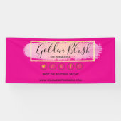 バラ色の水彩とモダンゴールドの幾何学的なデザインがおしゃれ 横断幕 (横)