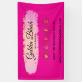 バラ色の水彩とモダンゴールドの幾何学的なデザインがおしゃれ 横断幕 (縦)