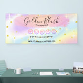 バラ色の水彩とモダンゴールドの幾何学的なデザインがおしゃれ 横断幕 (トレードショー)