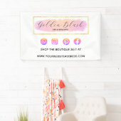 バラ色の水彩とモダンゴールドの幾何学的なデザインがおしゃれ 横断幕 (インサイチュ)