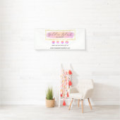 バラ色の水彩とモダンゴールドの幾何学的なデザインがおしゃれ 横断幕 (インサイチュ)