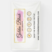 バラ色の水彩とモダンゴールドの幾何学的なデザインがおしゃれ 横断幕 (縦)