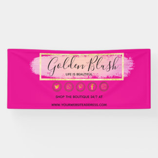 バラ色の水彩とモダンゴールドの幾何学的な chic 横断幕